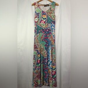 Cynthia Rowley Blue and Pink Floral Sleeveless Maxi Sundress Size M